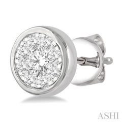 1/3 Ctw Medallion Lovebright Round Cut Diamond Bezel Stud Earring in 14K White Gold 1/3 Ctw Medallion Lovebright Round Cut Diamond Bezel Stud Earring in 14K White Gold