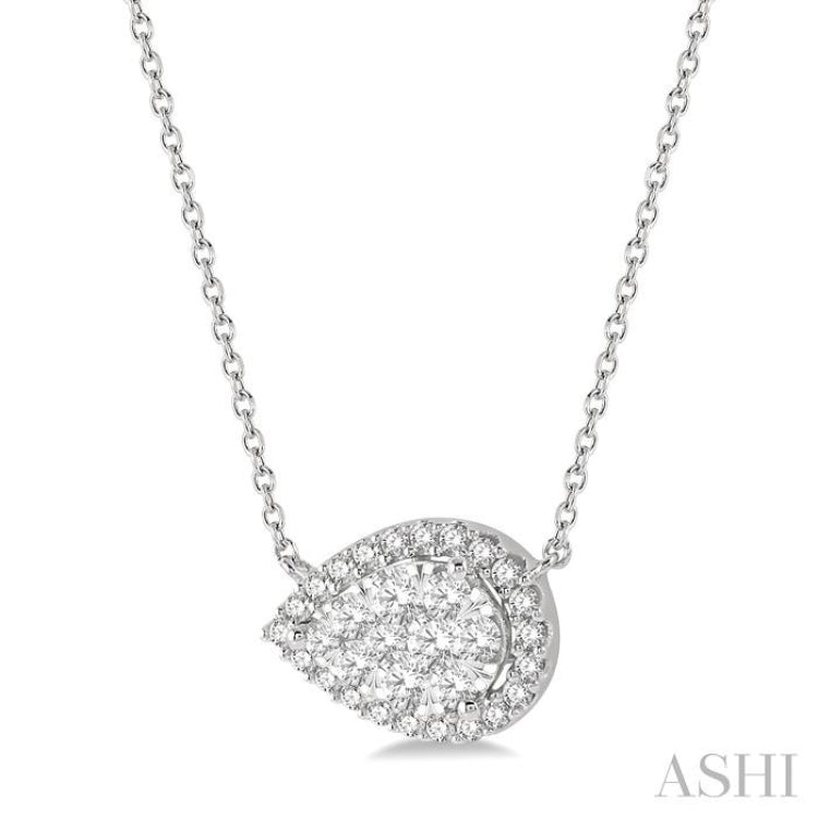 1/2 Ctw Pear Shape Round Cut Diamond Lovebright Pendant With Chain in 14K White Gold 1/2 Ctw Pear Shape Round Cut Diamond Lovebright Pendant With Chain in 14K White Gold