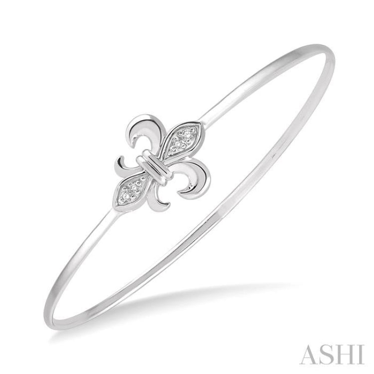 1/20 Ctw Fleur De Lis Round Cut Diamond Flexi Bangle in Sterling Silver 1/20 Ctw Fleur De Lis Round Cut Diamond Flexi Bangle in Sterling Silver