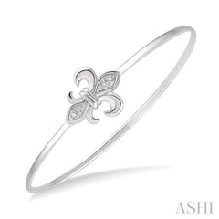 1/20 Ctw Fleur De Lis Round Cut Diamond Flexi Bangle in Sterling Silver 1/20 Ctw Fleur De Lis Round Cut Diamond Flexi Bangle in Sterling Silver