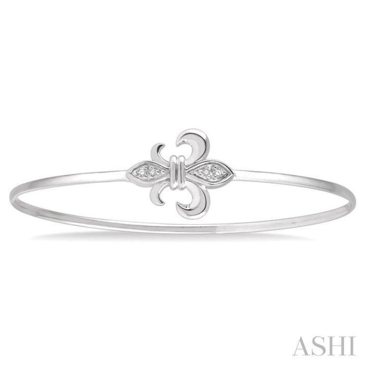 1/20 Ctw Fleur De Lis Round Cut Diamond Flexi Bangle in Sterling Silver 1/20 Ctw Fleur De Lis Round Cut Diamond Flexi Bangle in Sterling Silver