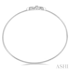 1/20 Ctw Fleur De Lis Round Cut Diamond Flexi Bangle in Sterling Silver 1/20 Ctw Fleur De Lis Round Cut Diamond Flexi Bangle in Sterling Silver