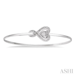1/20 Ctw Twisted Heart Charm Round Cut Diamond Flexi Bangle in Sterling Silver 1/20 Ctw Twisted Heart Charm Round Cut Diamond Flexi Bangle in Sterling Silver