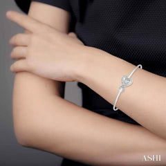 1/20 Ctw Twisted Heart Charm Round Cut Diamond Flexi Bangle in Sterling Silver 1/20 Ctw Twisted Heart Charm Round Cut Diamond Flexi Bangle in Sterling Silver