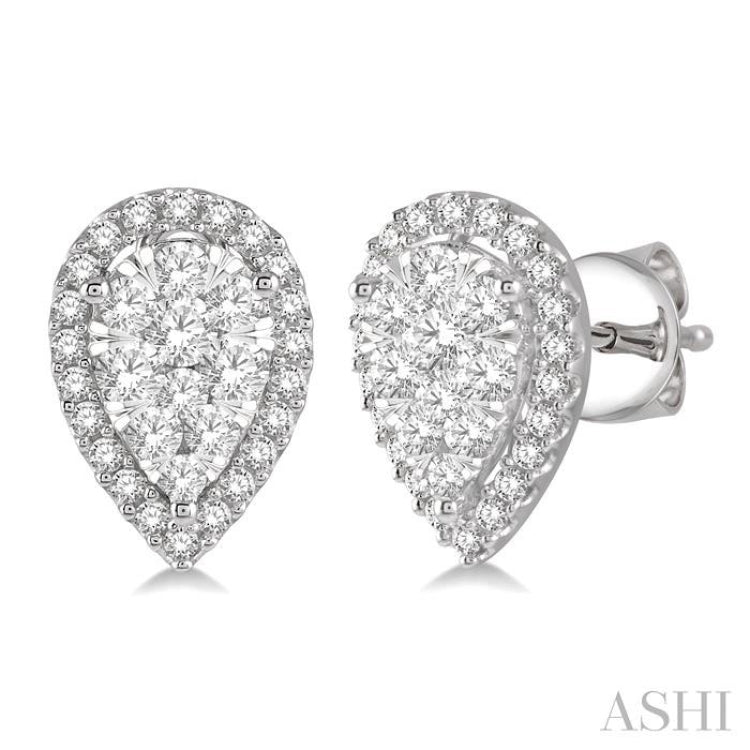 1 Ctw Pear Shape Lovebright Diamond Stud Earrings in 14K White Gold 1 Ctw Pear Shape Lovebright Diamond Stud Earrings in 14K White Gold