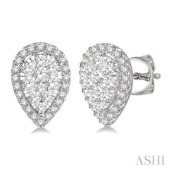 1 Ctw Pear Shape Lovebright Diamond Stud Earrings in 14K White Gold 1 Ctw Pear Shape Lovebright Diamond Stud Earrings in 14K White Gold