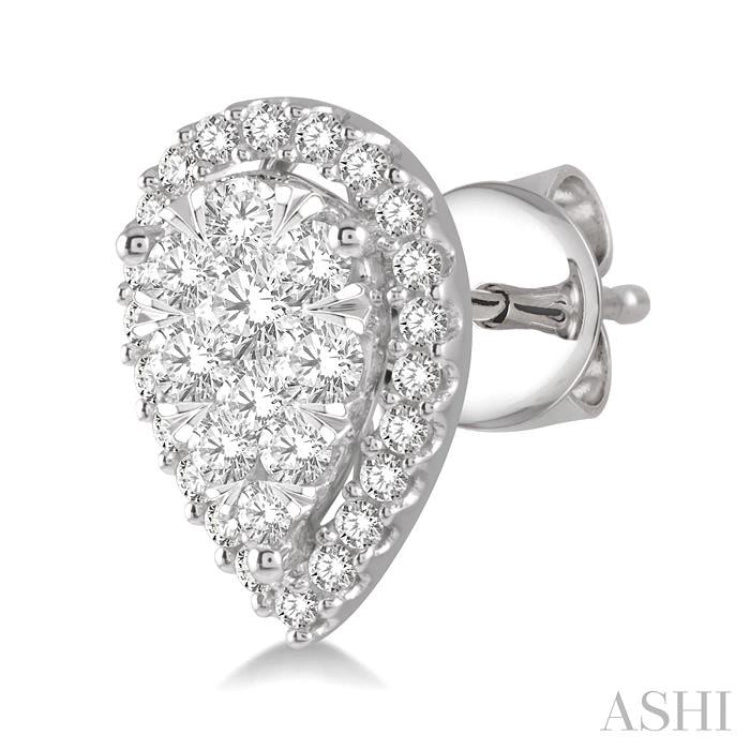 1 Ctw Pear Shape Lovebright Diamond Stud Earrings in 14K White Gold 1 Ctw Pear Shape Lovebright Diamond Stud Earrings in 14K White Gold