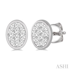 1/3 Ctw Oval Shape Lovebright Round Cut Diamond Bezel Stud Earring in 14K White Gold 1/3 Ctw Oval Shape Lovebright Round Cut Diamond Bezel Stud Earring in 14K White Gold