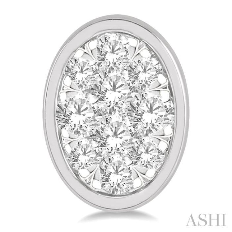 1/3 Ctw Oval Shape Lovebright Round Cut Diamond Bezel Stud Earring in 14K White Gold 1/3 Ctw Oval Shape Lovebright Round Cut Diamond Bezel Stud Earring in 14K White Gold