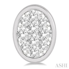 1/3 Ctw Oval Shape Lovebright Round Cut Diamond Bezel Stud Earring in 14K White Gold 1/3 Ctw Oval Shape Lovebright Round Cut Diamond Bezel Stud Earring in 14K White Gold