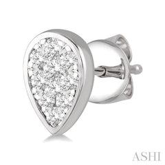 1/3 ctw Pear Shape Lovebright Round Cut Diamond Bezel Stud Earring in 14K White Gold 1/3 ctw Pear Shape Lovebright Round Cut Diamond Bezel Stud Earring in 14K White Gold