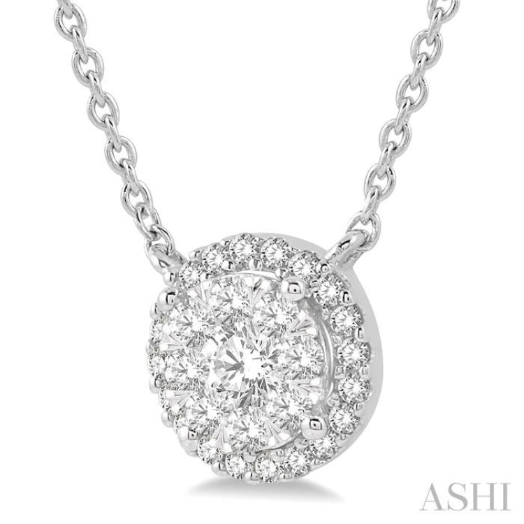 1 Ctw Circular Round Cut Diamond Lovebright Pendant With Chain in 14K White Gold 1 Ctw Circular Round Cut Diamond Lovebright Pendant With Chain in 14K White Gold