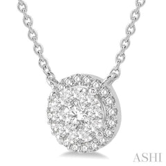 1 Ctw Circular Round Cut Diamond Lovebright Pendant With Chain in 14K White Gold 1 Ctw Circular Round Cut Diamond Lovebright Pendant With Chain in 14K White Gold