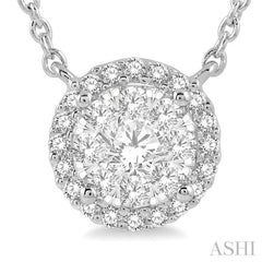 1 Ctw Circular Round Cut Diamond Lovebright Pendant With Chain in 14K White Gold 1 Ctw Circular Round Cut Diamond Lovebright Pendant With Chain in 14K White Gold