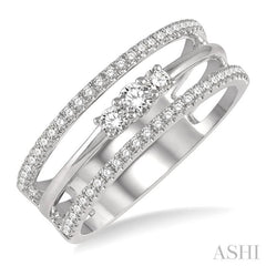 3/8 Ctw Three Row Layered Round Diamond Fashion Ring in 14K White Gold 3/8 Ctw Three Row Layered Round Diamond Fashion Ring in 14K White Gold