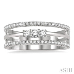 3/8 Ctw Three Row Layered Round Diamond Fashion Ring in 14K White Gold 3/8 Ctw Three Row Layered Round Diamond Fashion Ring in 14K White Gold