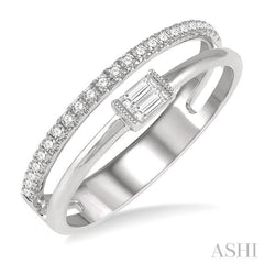 1/5 Ctw Double Row Baguette and Round Diamond Fashion Ring in 14K White Gold 1/5 Ctw Double Row Baguette and Round Diamond Fashion Ring in 14K White Gold