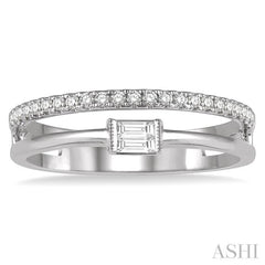 1/5 Ctw Double Row Baguette and Round Diamond Fashion Ring in 14K White Gold 1/5 Ctw Double Row Baguette and Round Diamond Fashion Ring in 14K White Gold
