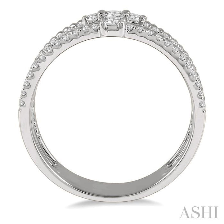 3/8 ctw Rope and Round Diamond Multi Row Layered Fashion Ring in 14K White Gold 3/8 ctw Rope and Round Diamond Multi Row Layered Fashion Ring in 14K White Gold