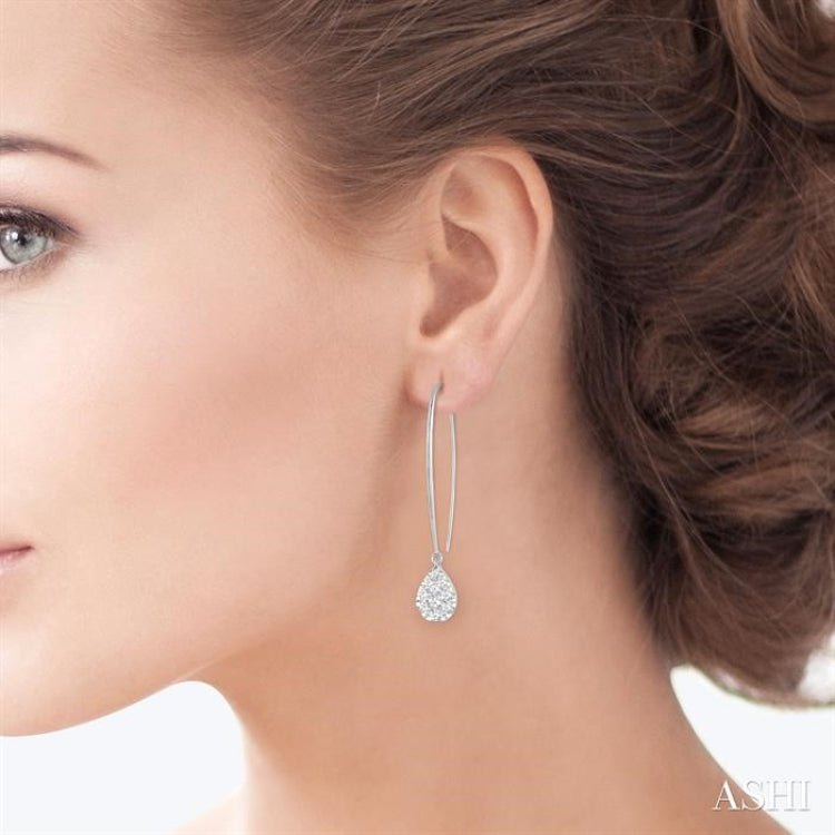 1/2 ctw Pear Shape Dangler Lovebright Round Cut Diamond Earring in 14K White Gold 1/2 ctw Pear Shape Dangler Lovebright Round Cut Diamond Earring in 14K White Gold