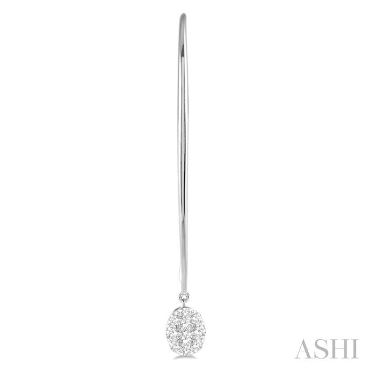 1/2 Ctw Oval Shape Dangler Lovebright Round Cut Diamond Earring in 14K White Gold 1/2 Ctw Oval Shape Dangler Lovebright Round Cut Diamond Earring in 14K White Gold