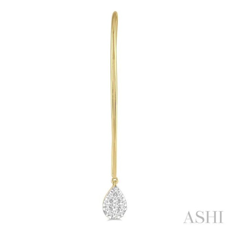 1/3 Ctw Pear Shape Dangler Lovebright Round Cut Diamond Earring in 14K Yellow and White Gold 1/3 Ctw Pear Shape Dangler Lovebright Round Cut Diamond Earring in 14K Yellow and White Gold