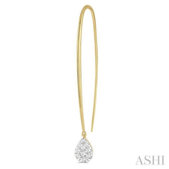 1/3 Ctw Pear Shape Dangler Lovebright Round Cut Diamond Earring in 14K Yellow and White Gold 1/3 Ctw Pear Shape Dangler Lovebright Round Cut Diamond Earring in 14K Yellow and White Gold