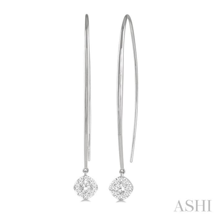 1/2 Ctw Cushion Shape Lovebright Round Cut Diamond Earring in 14K White Gold 1/2 Ctw Cushion Shape Lovebright Round Cut Diamond Earring in 14K White Gold
