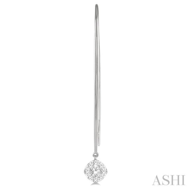 1/2 Ctw Cushion Shape Lovebright Round Cut Diamond Earring in 14K White Gold 1/2 Ctw Cushion Shape Lovebright Round Cut Diamond Earring in 14K White Gold