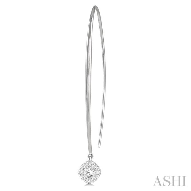 1/2 Ctw Cushion Shape Lovebright Round Cut Diamond Earring in 14K White Gold 1/2 Ctw Cushion Shape Lovebright Round Cut Diamond Earring in 14K White Gold