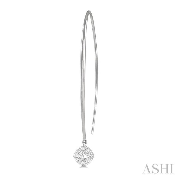 1/3 Ctw Cushion Shape Lovebright Round Cut Diamond Earring in 14K White Gold 1/3 Ctw Cushion Shape Lovebright Round Cut Diamond Earring in 14K White Gold