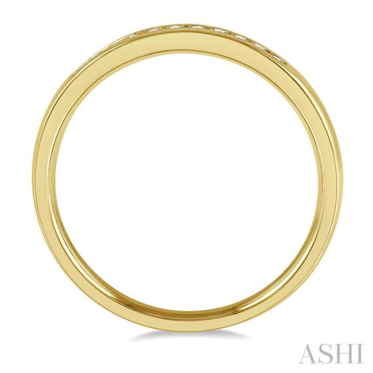 1/10 ctw Channel Set 11 Stone Round Cut Diamond Wedding Band in 14K Yellow Gold 1/10 ctw Channel Set 11 Stone Round Cut Diamond Wedding Band in 14K Yellow Gold