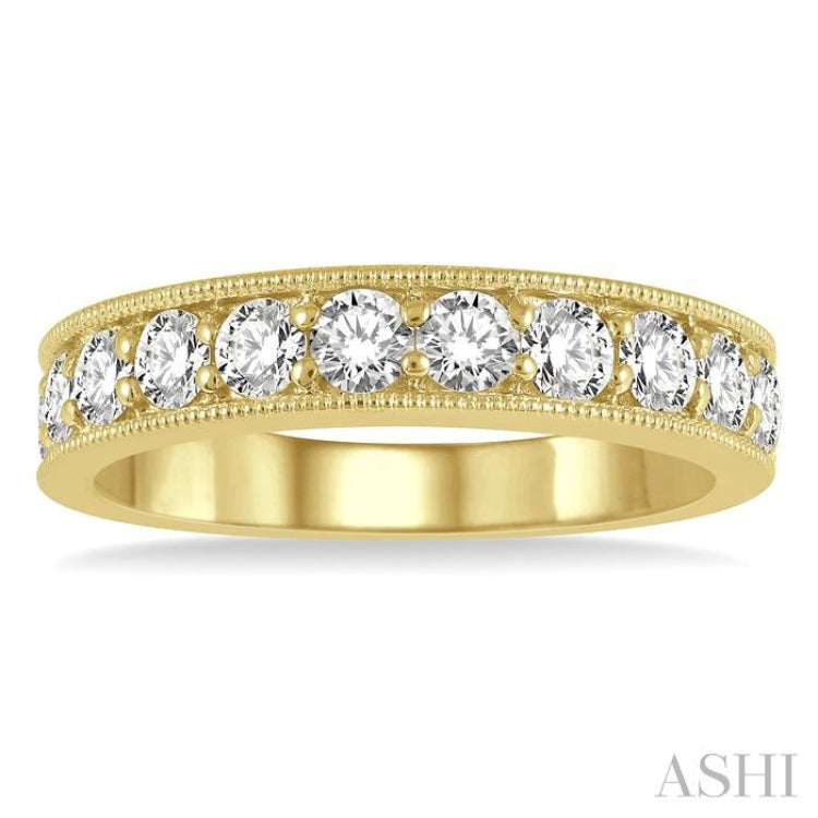 1 Ctw Round Cut Diamond Wedding Band in 14K Yellow Gold 1 Ctw Round Cut Diamond Wedding Band in 14K Yellow Gold