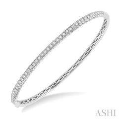 1 Ctw Round Cut Diamond Stackable Bangle in 14K White Gold 1 Ctw Round Cut Diamond Stackable Bangle in 14K White Gold