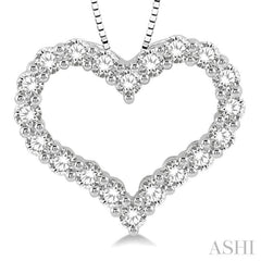 1 Ctw Heart Shape Round Cut Diamond Pendant With Chain in 14K White Gold 1 Ctw Heart Shape Round Cut Diamond Pendant With Chain in 14K White Gold
