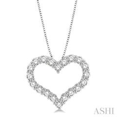 3/4 Ctw Heart Shape Round Cut Diamond Pendant With Chain in 14K White Gold 3/4 Ctw Heart Shape Round Cut Diamond Pendant With Chain in 14K White Gold