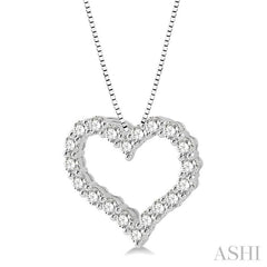 3/4 Ctw Heart Shape Round Cut Diamond Pendant With Chain in 14K White Gold 3/4 Ctw Heart Shape Round Cut Diamond Pendant With Chain in 14K White Gold