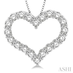 3/4 Ctw Heart Shape Round Cut Diamond Pendant With Chain in 14K White Gold 3/4 Ctw Heart Shape Round Cut Diamond Pendant With Chain in 14K White Gold