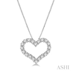 1/4 Ctw Heart Shape Round Cut Diamond Pendant With Chain in 14K White Gold 1/4 Ctw Heart Shape Round Cut Diamond Pendant With Chain in 14K White Gold
