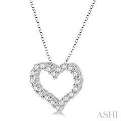 1/4 Ctw Heart Shape Round Cut Diamond Pendant With Chain in 14K White Gold 1/4 Ctw Heart Shape Round Cut Diamond Pendant With Chain in 14K White Gold
