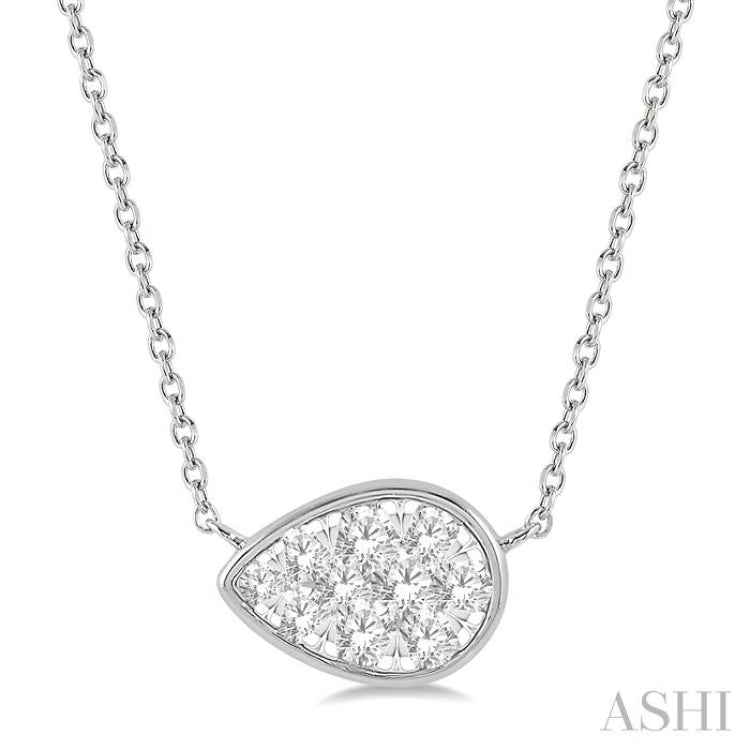 1/3 Ctw Pear Shape Lovebright Diamond Pendant With Chain in 14K White Gold 1/3 Ctw Pear Shape Lovebright Diamond Pendant With Chain in 14K White Gold