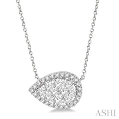 1 Ctw Pear Shape Round Cut Diamond Lovebright Pendant With Chain in 14K White Gold 1 Ctw Pear Shape Round Cut Diamond Lovebright Pendant With Chain in 14K White Gold