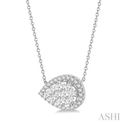 1 Ctw Pear Shape Round Cut Diamond Lovebright Pendant With Chain in 14K White Gold 1 Ctw Pear Shape Round Cut Diamond Lovebright Pendant With Chain in 14K White Gold