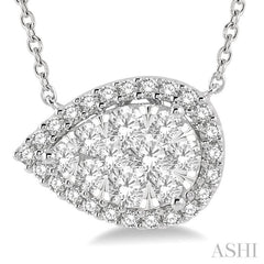 3/4 Ctw Pear Shape Round Cut Diamond Lovebright Pendant With Chain in 14K White Gold 3/4 Ctw Pear Shape Round Cut Diamond Lovebright Pendant With Chain in 14K White Gold