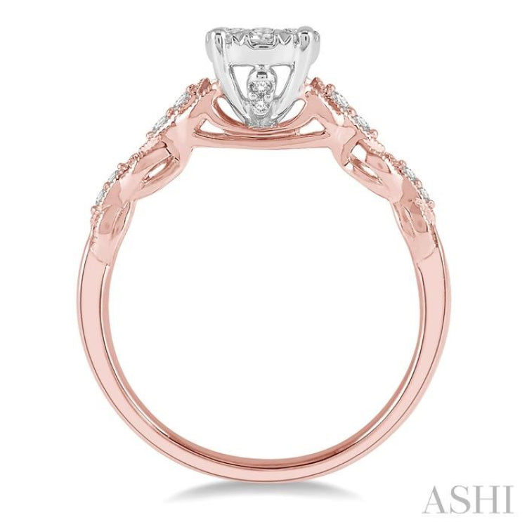3/8 Ctw Two-Tone Lattice Round Cut Diamond Lovebright Ring in 14K Rose and White Gold 3/8 Ctw Two-Tone Lattice Round Cut Diamond Lovebright Ring in 14K Rose and White Gold
