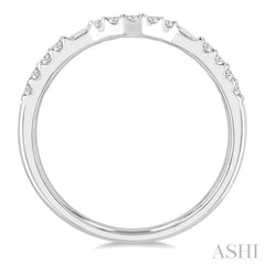 1/4 Ctw Curved Center Baguette and Round Cut Diamond Wedding Band in 14K White Gold 1/4 Ctw Curved Center Baguette and Round Cut Diamond Wedding Band in 14K White Gold