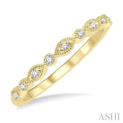1/10 Ctw Marquise & Circular Mount Round Cut Diamond Stackable Band in 14K Yellow Gold 1/10 Ctw Marquise & Circular Mount Round Cut Diamond Stackable Band in 14K Yellow Gold