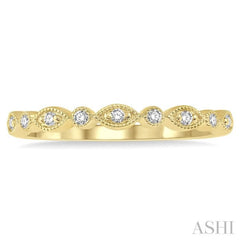 1/10 Ctw Marquise & Circular Mount Round Cut Diamond Stackable Band in 14K Yellow Gold 1/10 Ctw Marquise & Circular Mount Round Cut Diamond Stackable Band in 14K Yellow Gold