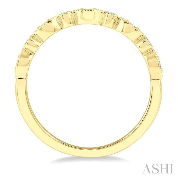 1/10 Ctw Marquise & Circular Mount Round Cut Diamond Stackable Band in 14K Yellow Gold 1/10 Ctw Marquise & Circular Mount Round Cut Diamond Stackable Band in 14K Yellow Gold
