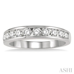 3/4 ctw Channel Set 11 Stone Round Cut Diamond Wedding Band in 14K White Gold 3/4 ctw Channel Set 11 Stone Round Cut Diamond Wedding Band in 14K White Gold